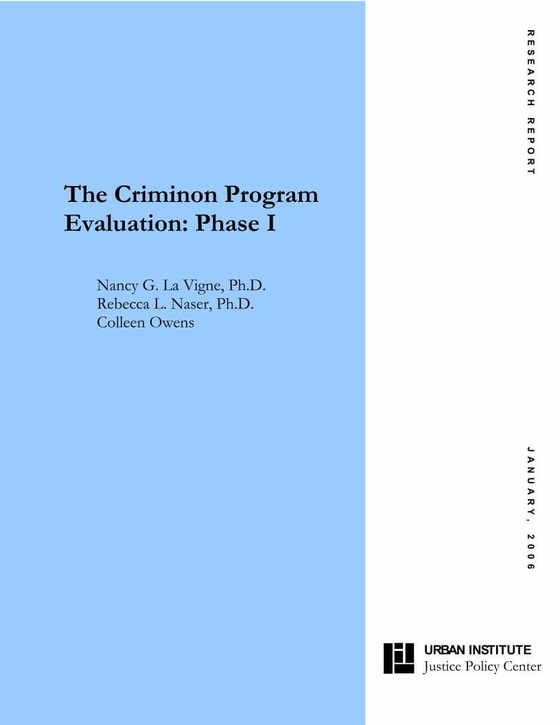 The Criminon Program Evaluation: Phase 1 The Urban Institute