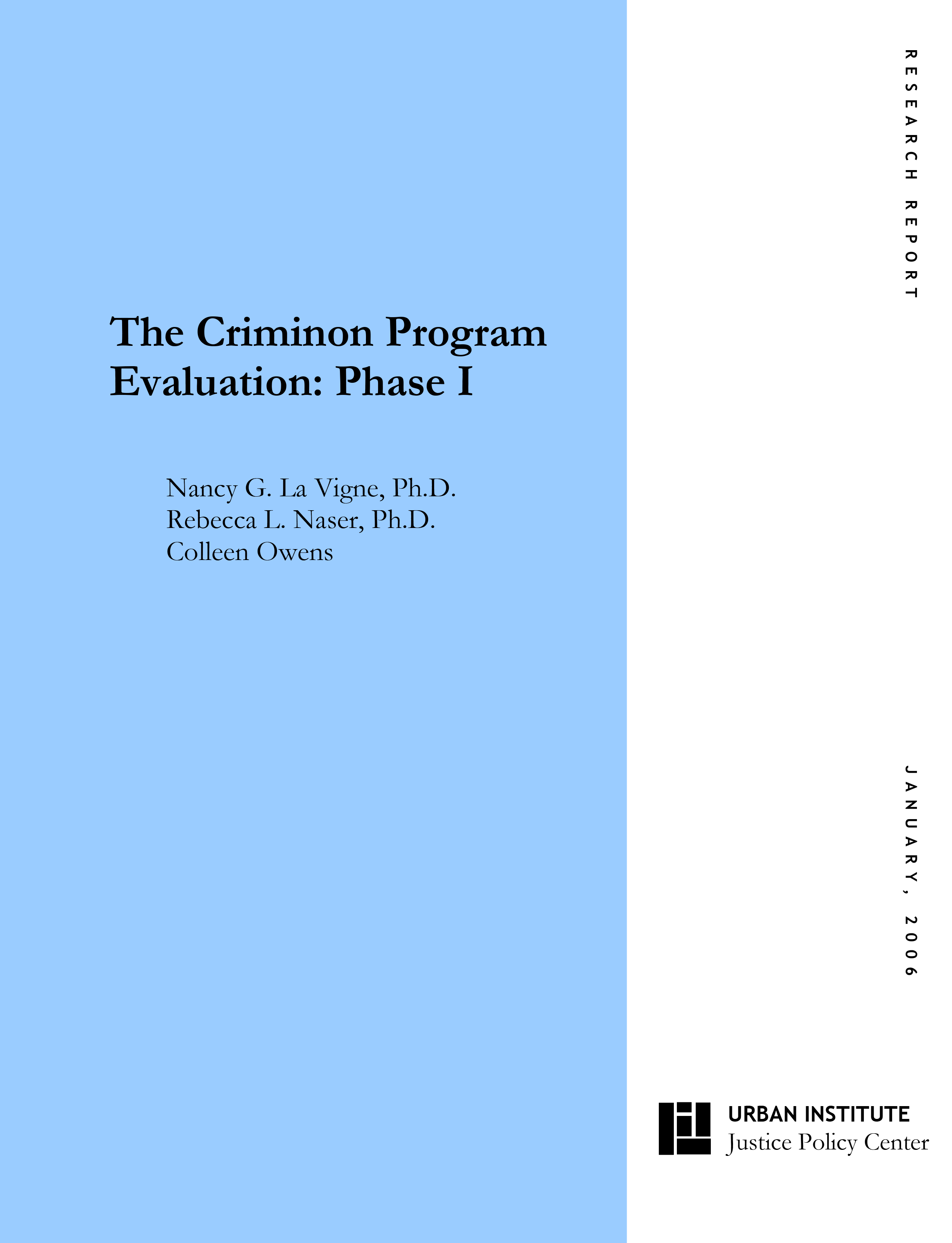 The Criminon Program Evaluation Phase 1 The Urban Institute