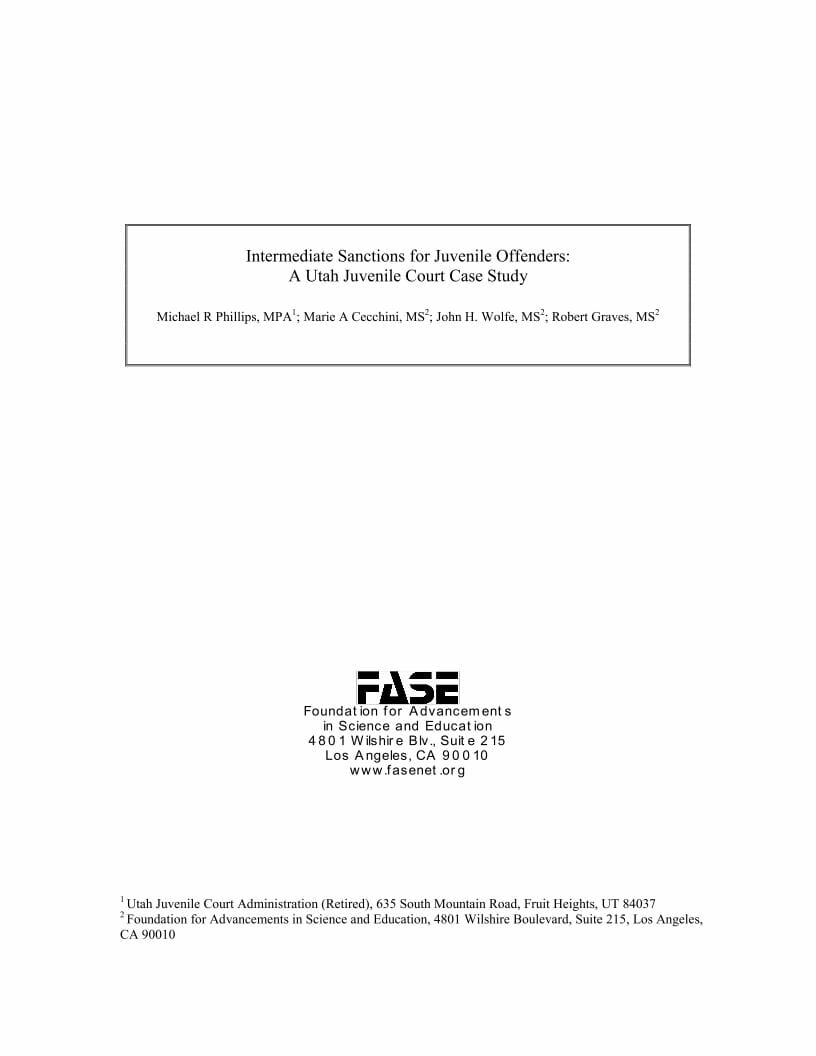 Utah Juvenile Court Case Study FASE