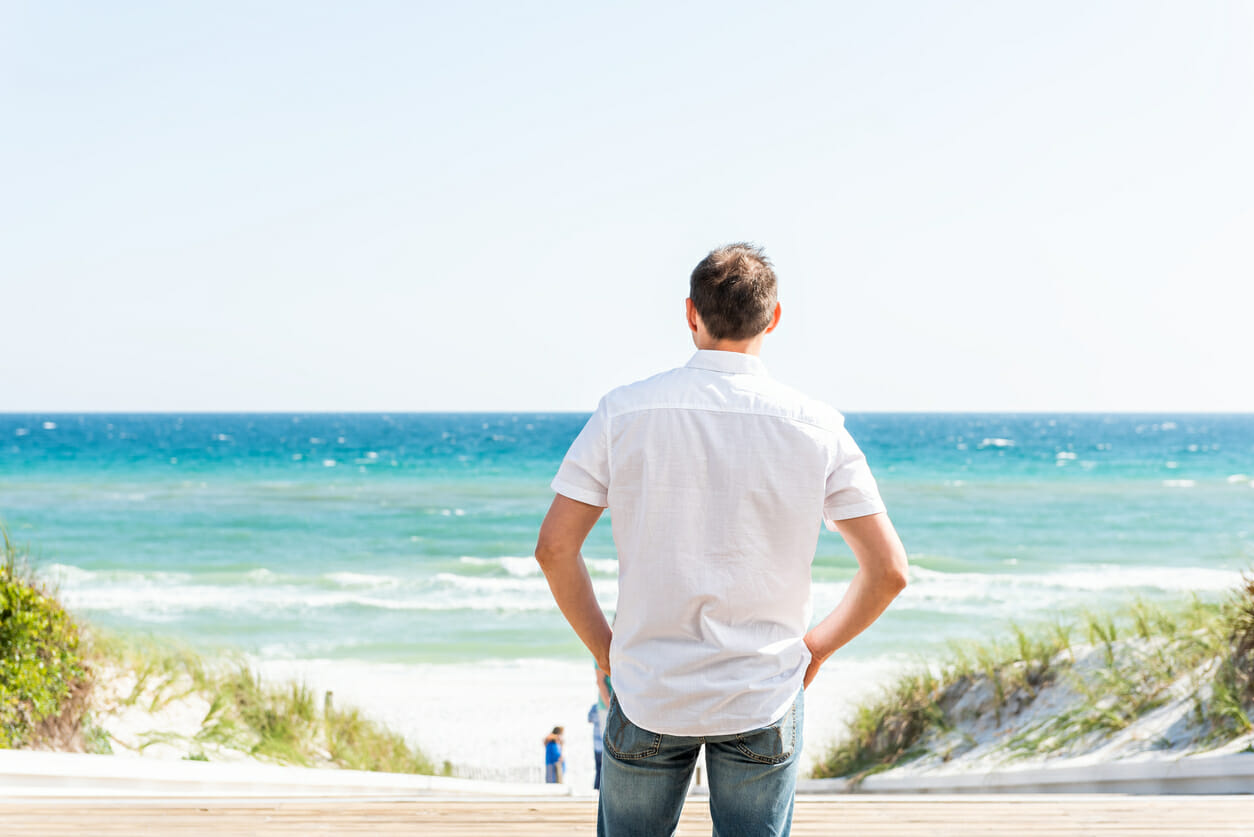 A man standing by the beach