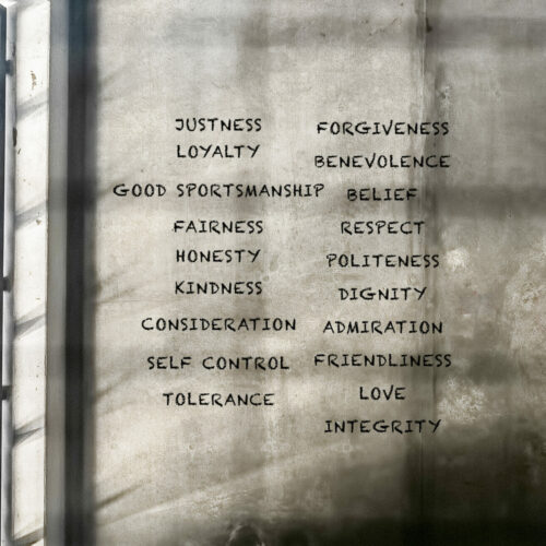 Prison wall with Precepts to live by
