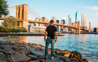 Man looks at New York City