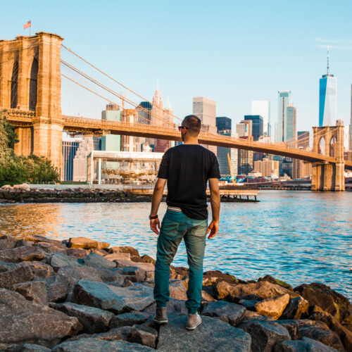 Man looks at New York City