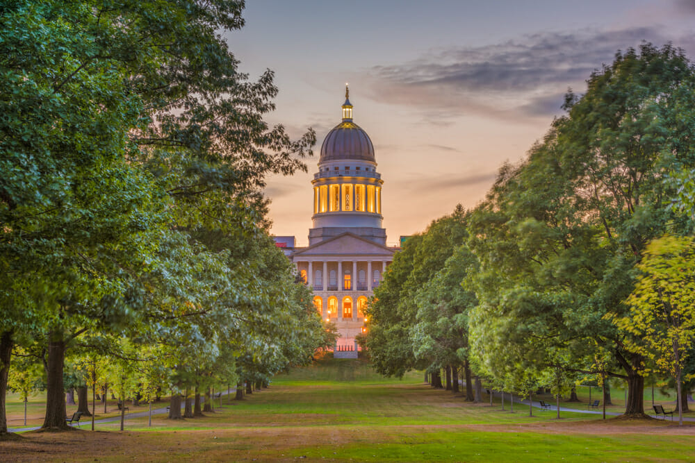 The Maine State House in Augusta, Maine