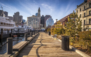 Panoramic view of Boston Harbor in Massachusetts