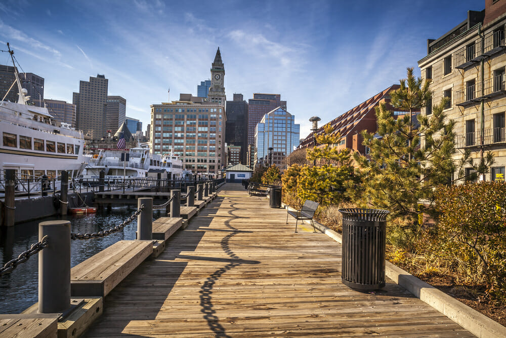 Panoramic view of Boston Harbor in Massachusetts