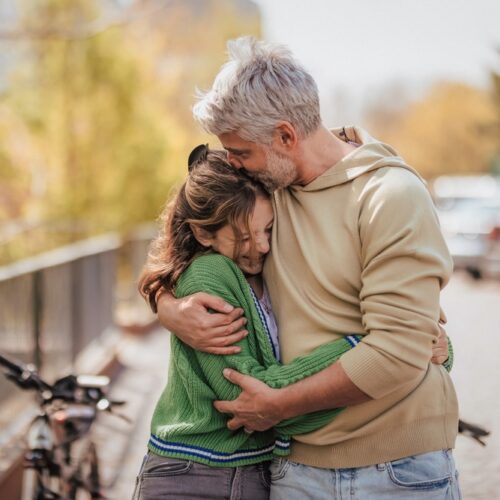 Happy father and daughter.