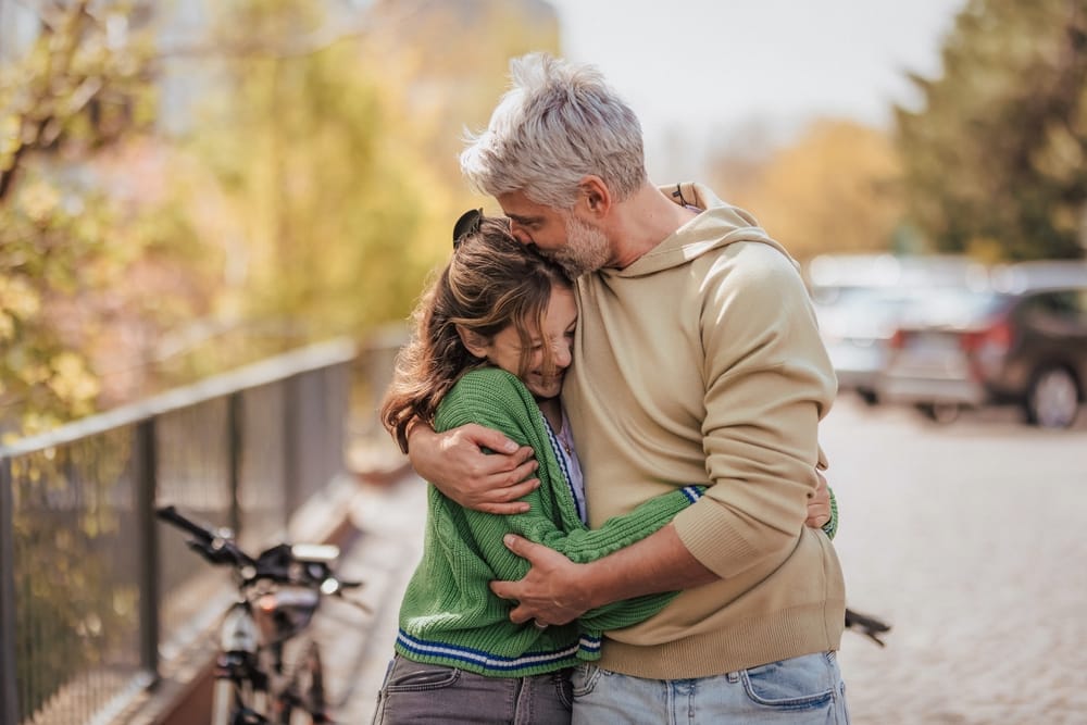 Happy father and daughter.