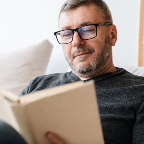 Man reading a book.