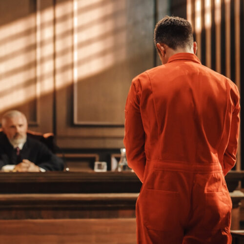 Court trial, inmate and judge